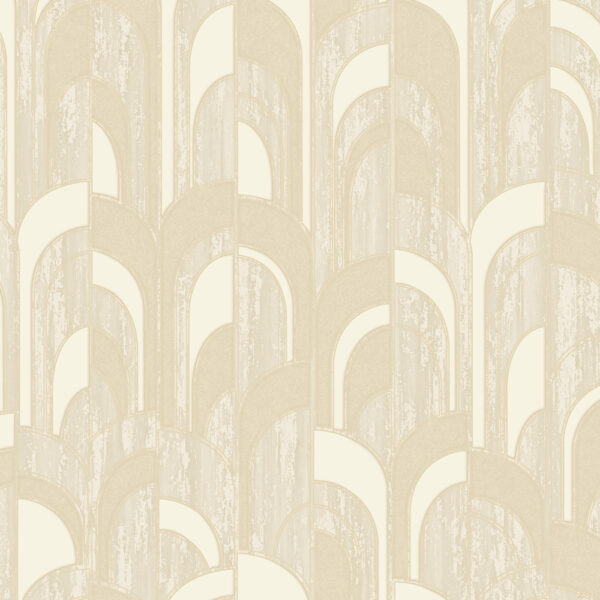 Light Beige Arched Wallpaper