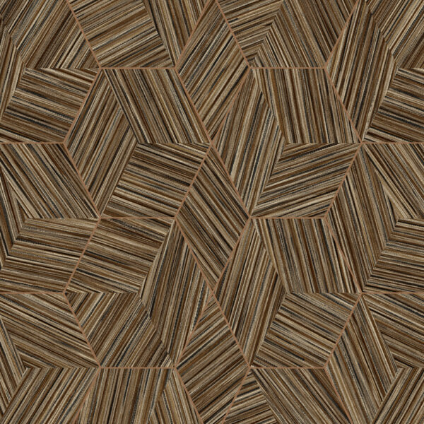 Brown Hexagon Line Pattern Wallpaper