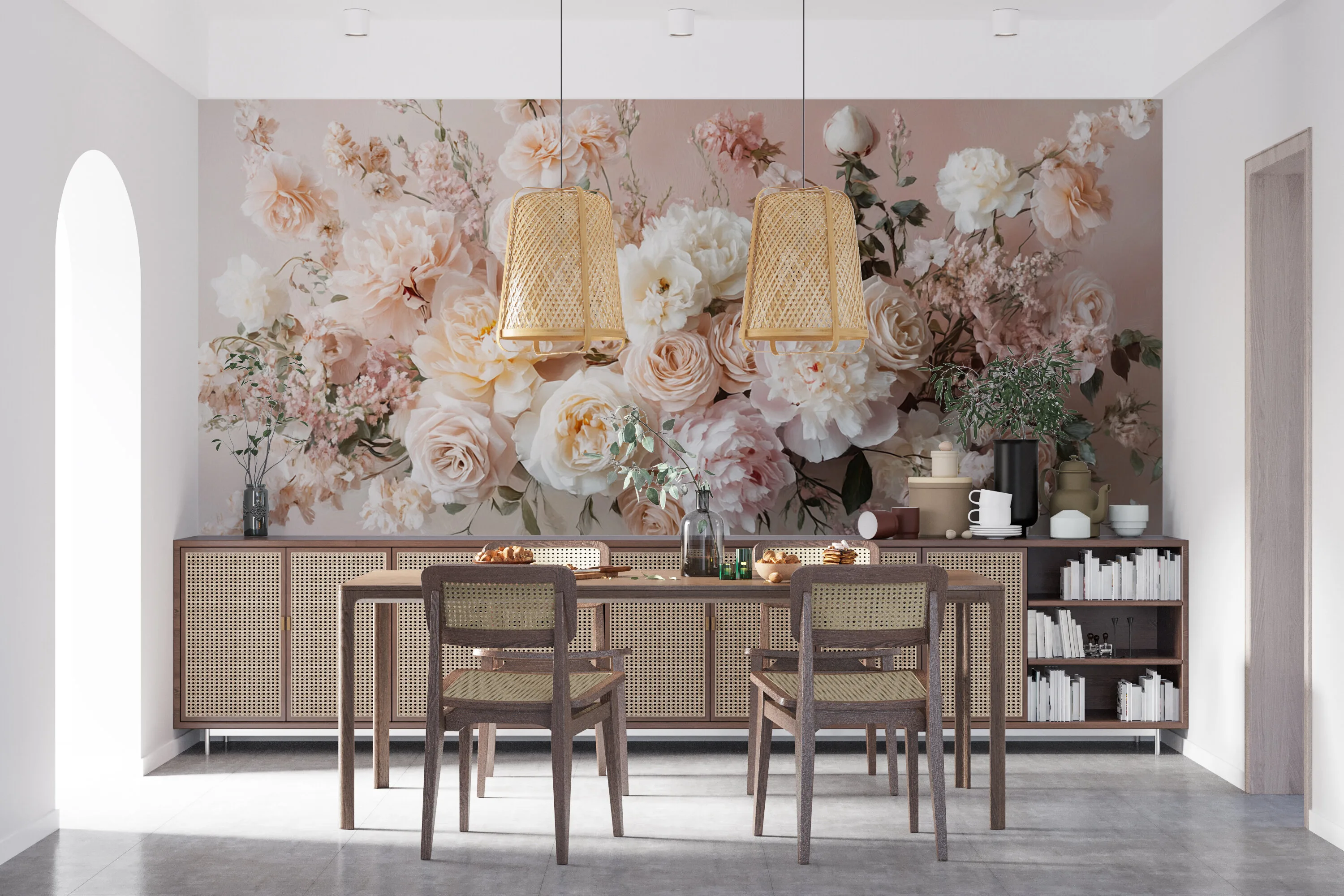 Rendered wallpaper image for Whispers of Floral Elegance Wall Mural