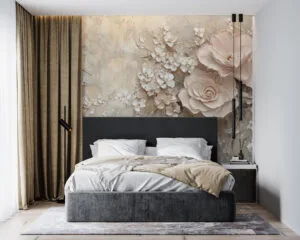 Beautifully crafted floral design featuring roses and smaller blossoms in soft colors.