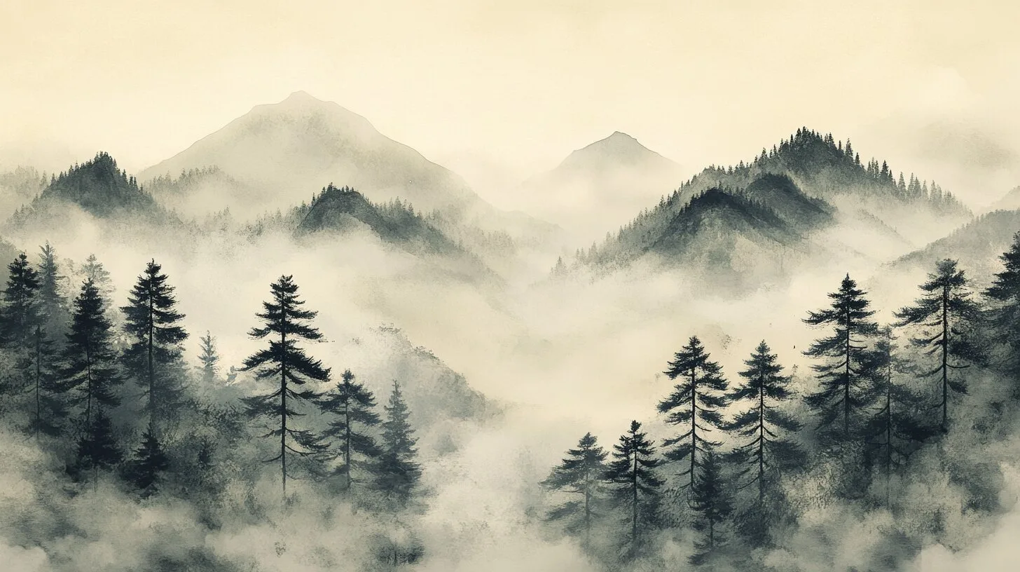 Main product image for Whispers of Tranquil Peaks Wall Mural