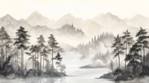 Alternative view of Whispers of Tranquility in Monochrome Wall Mural