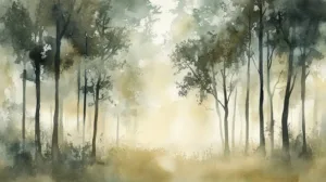 Alternative view of Whispers of a Tranquil Grove Wall Mural