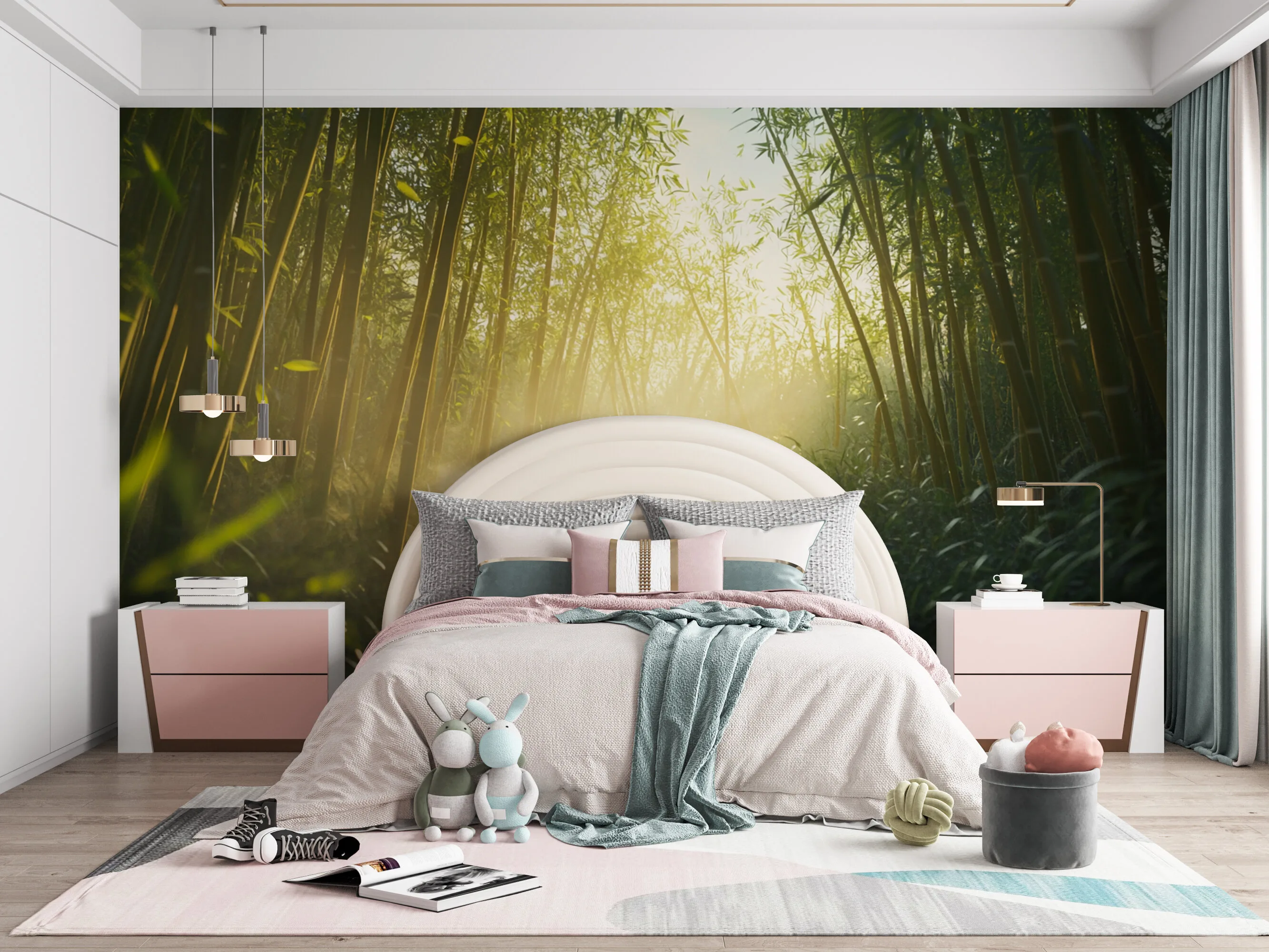 Rendered wallpaper image for Whispers of the Bamboo Grove Wall Mural
