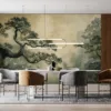 Artistic landscape featuring stylized trees in a tranquil forest setting.||