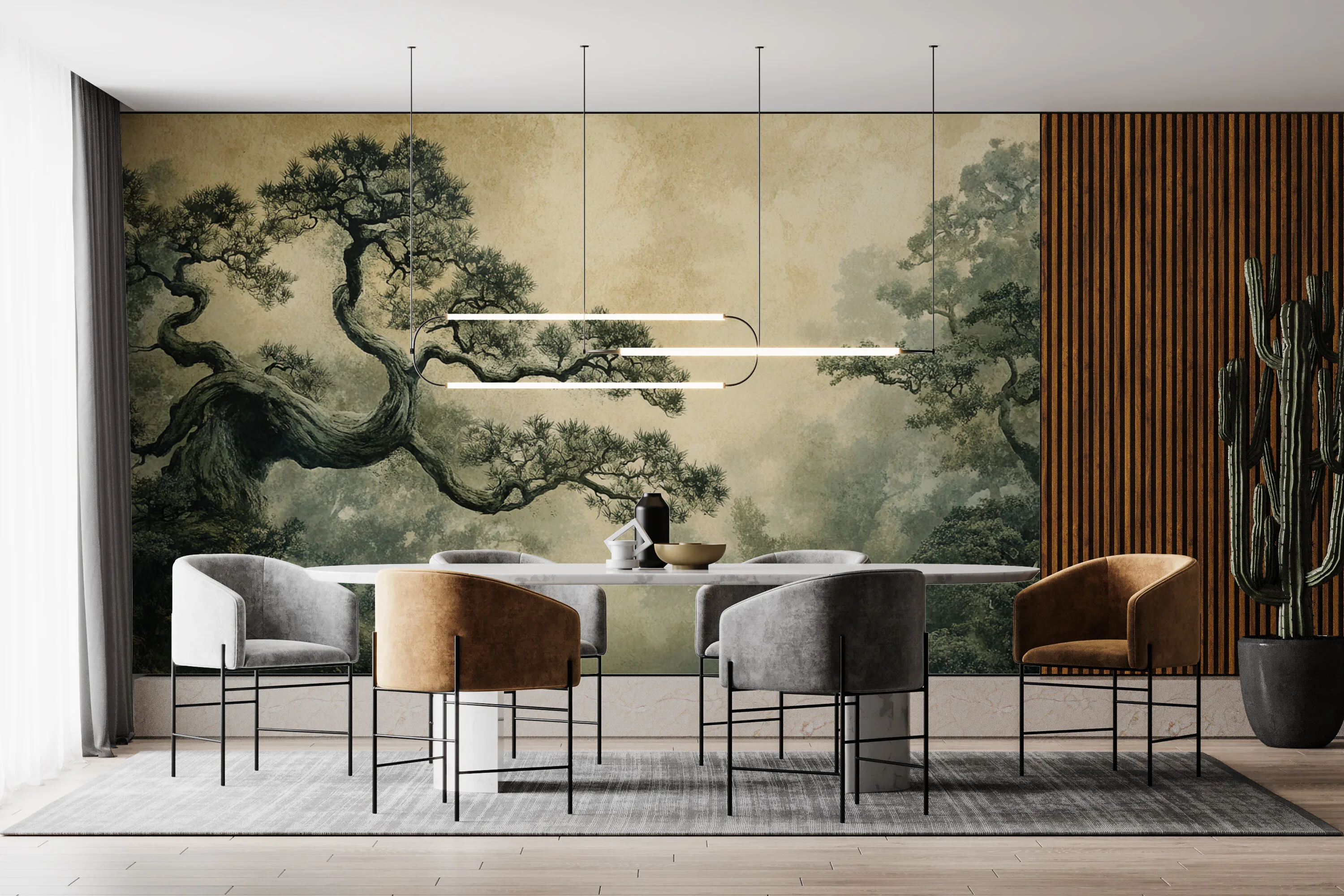 Rendered wallpaper image for Whispers of the Tranquil Grove Wall Mural