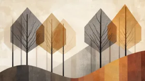 Alternative view of Abstract Autumn Landscape Wall Mural