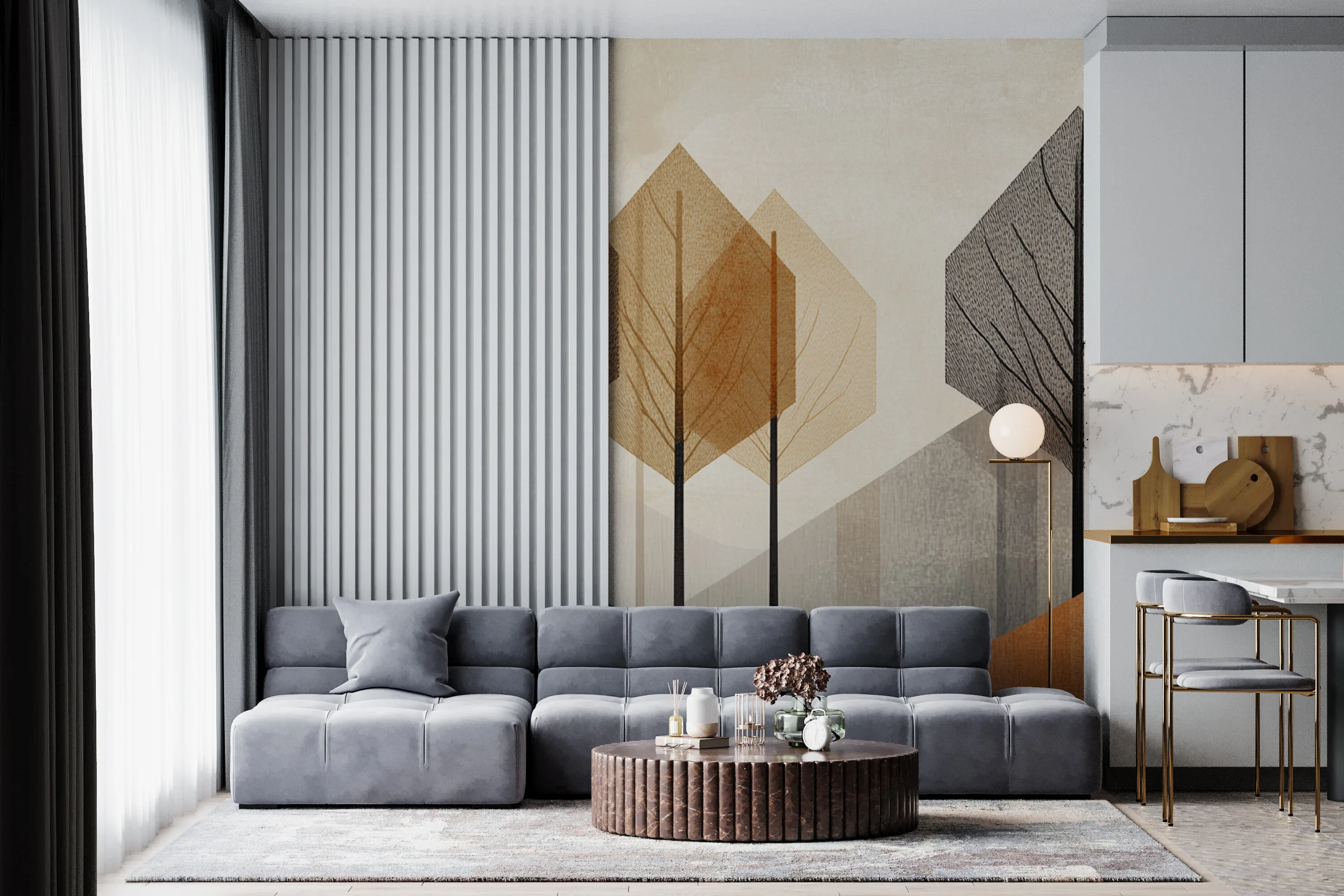 Rendered wallpaper image for Abstract Autumn Landscape Wall Mural