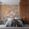 Abstract floral painting featuring soft pinks|whites|and light blues