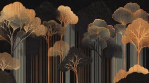 Alternative view of Abstract Forest Elegance Wall Mural