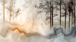 Alternative view of Abstract Forest Landscape Wall Mural