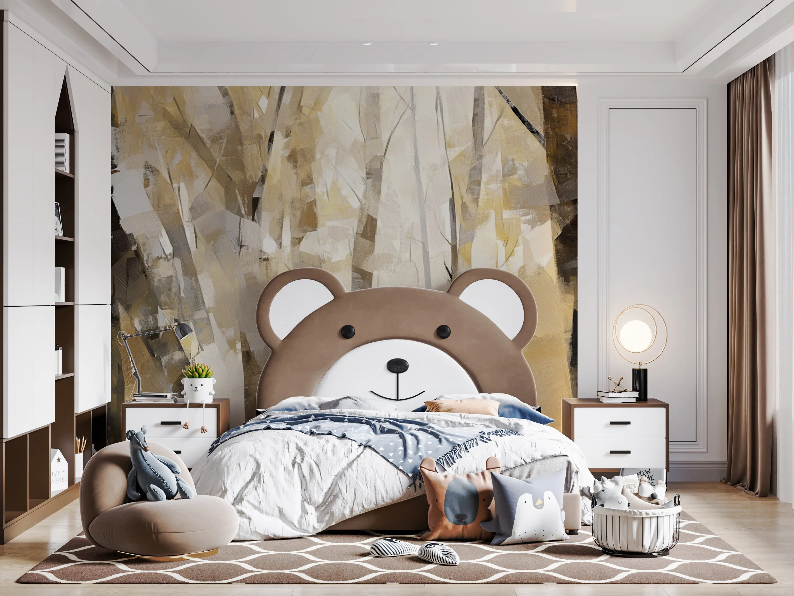 Rendered wallpaper image for Abstract Forest Scene Wall Mural