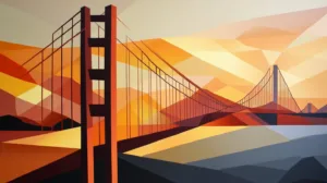 Alternative view of Abstract Golden Gate Bridge Art Wall Mural