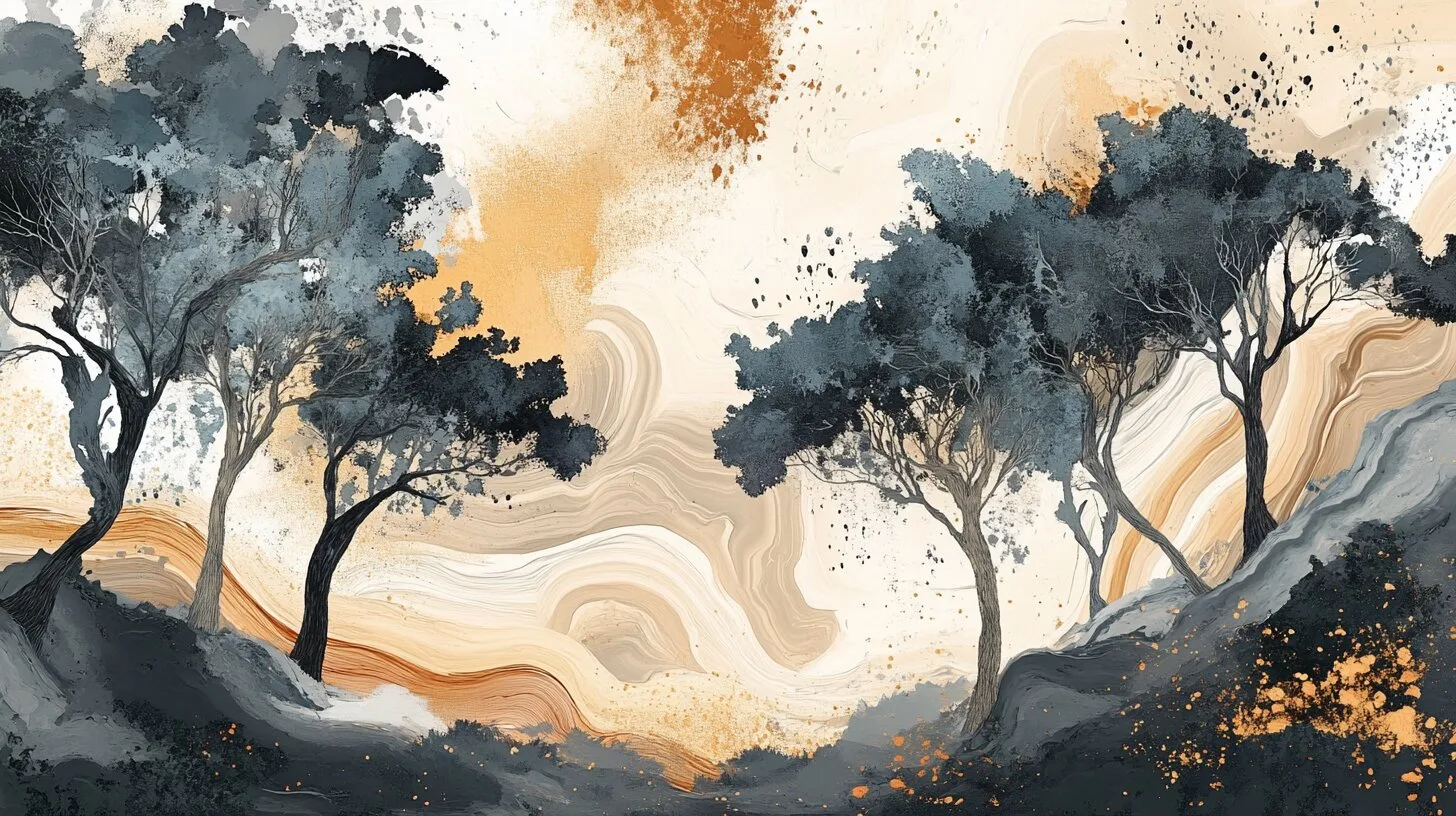 Main product image for Abstract Landscape with Trees Wall Mural