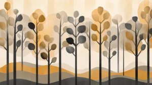 Alternative view of Abstract Serene Trees Wall Mural