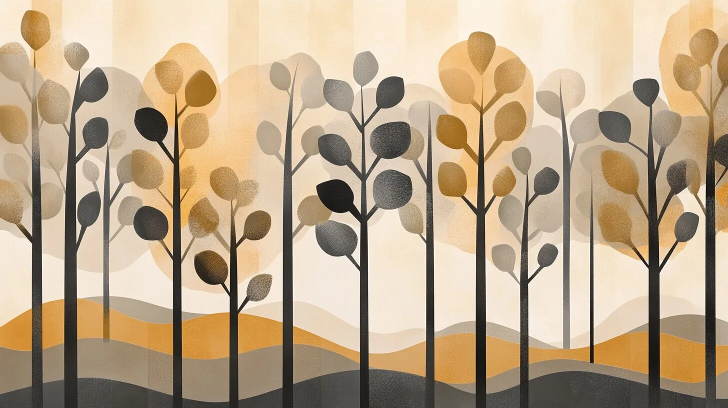 Main product image for Abstract Serene Trees Wall Mural