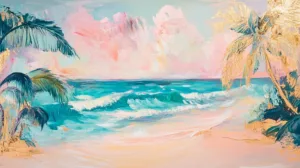 Alternative view of Abstract Tropical Beach Serenity Wall Mural