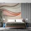 Abstract design with layered wavy shapes in warm neutral colors