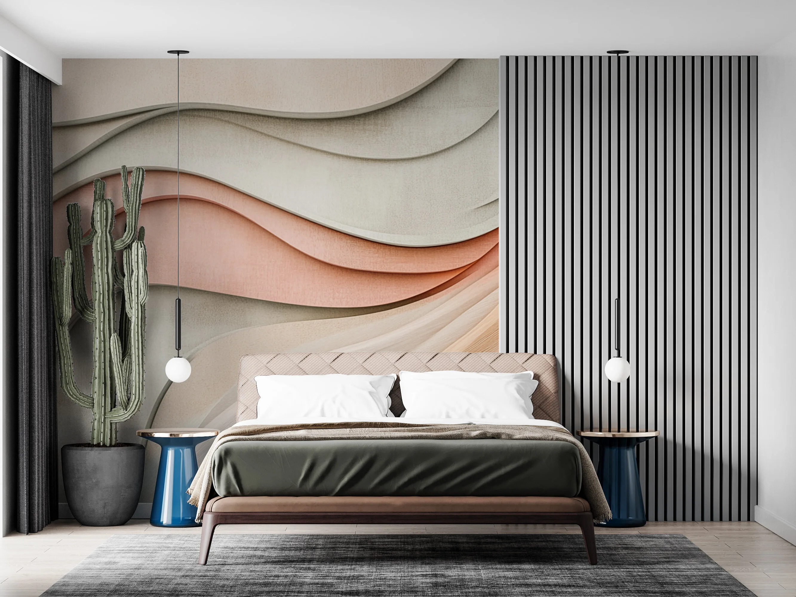 Rendered wallpaper image for Abstract Wavy Design Wall Mural