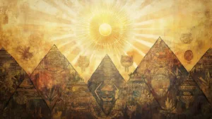 Alternative view of Ancient Mexican Pyramids Artwork Wall Mural