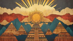 Alternative view of Ancient Mexican Pyramids Wall Mural