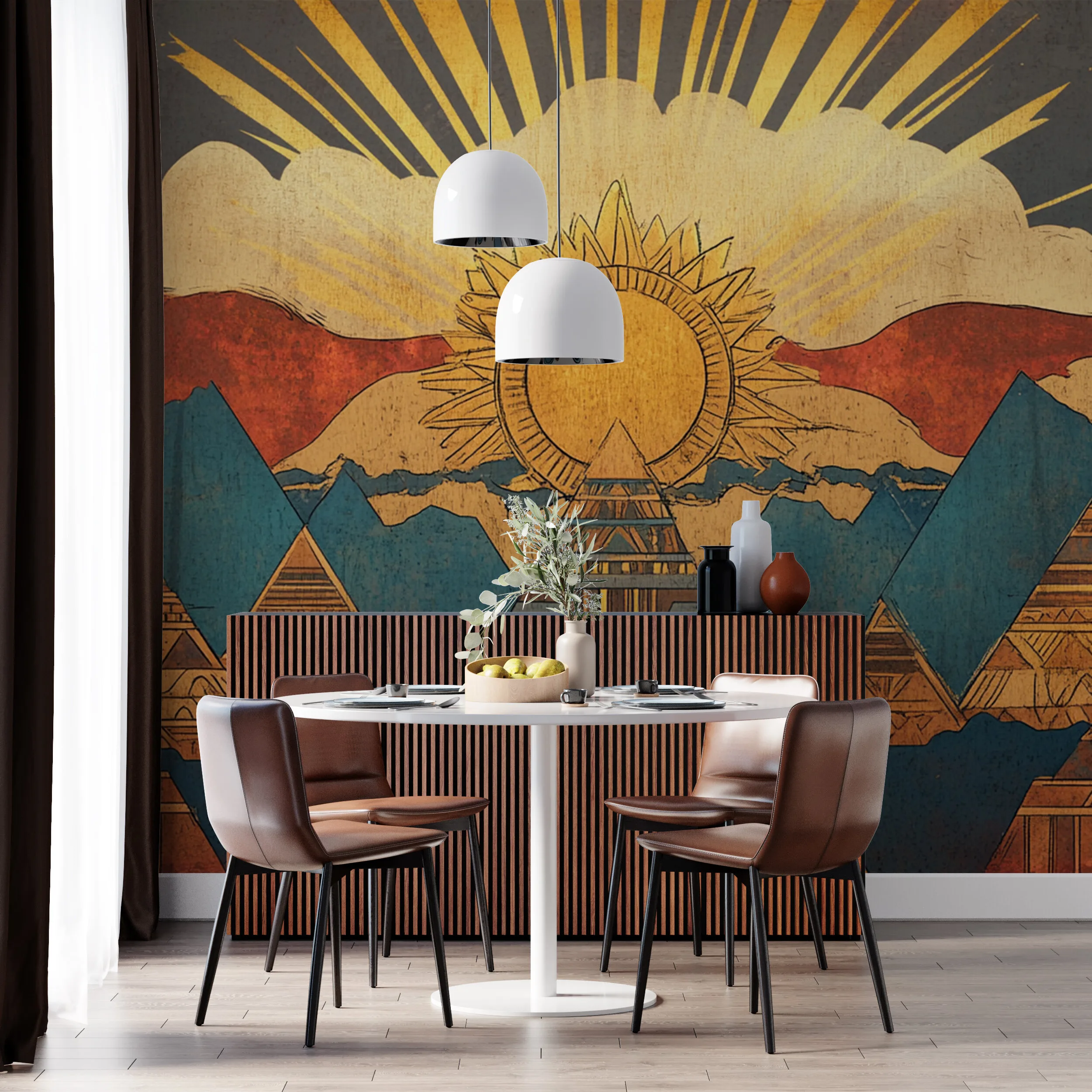Rendered wallpaper image for Ancient Mexican Pyramids Wall Mural