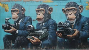 Alternative view of Anthropomorphic Monkeys in Suits Wall Mural