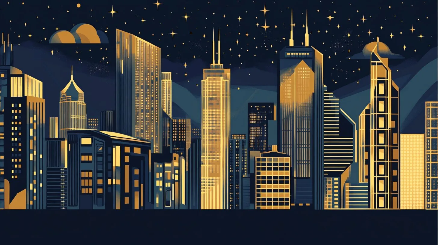 Main product image for Art Deco City Skyline Illustration Wall Mural