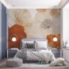Stylized floral design in orange
