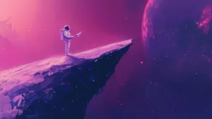 Alternative view of Astronaut in Cosmic Solitude Wall Mural