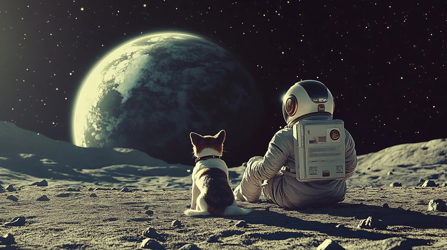 Main product image for Astronaut and Dog on the Moon Wall Mural