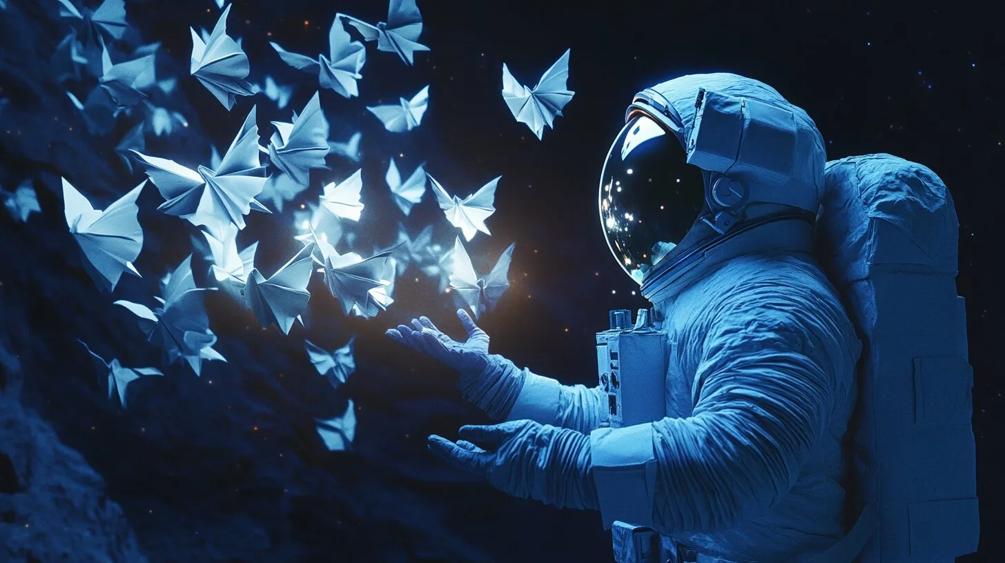 Main product image for Astronaut and Glowing Butterflies in Space Wall Mural