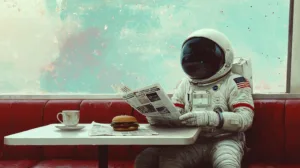 Alternative view of Astronaut in Diner Wall Mural