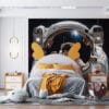 Astronaut in space with reflective visor showcasing cosmic elements