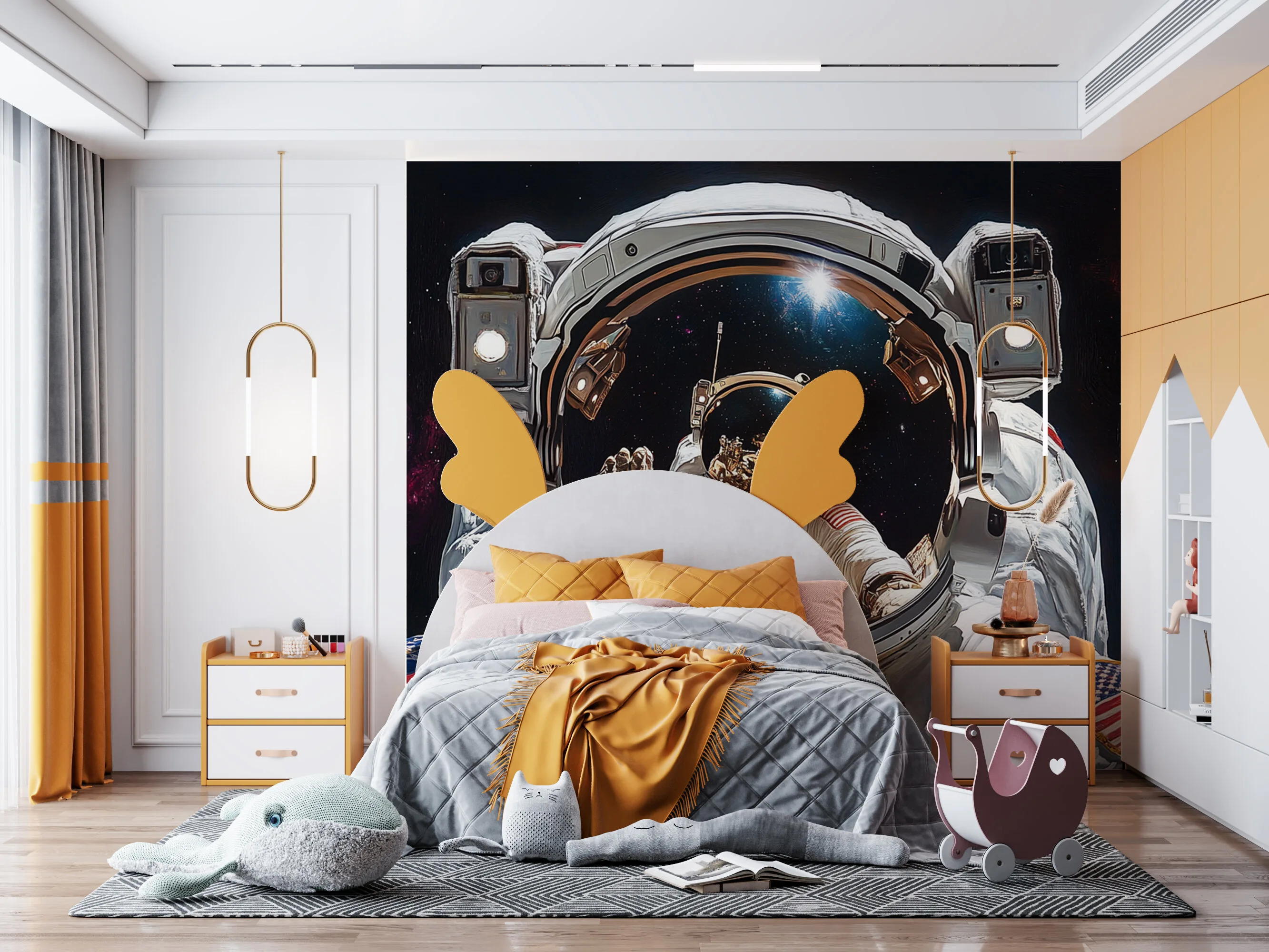 Rendered wallpaper image for Astronaut in Space Reflection Wall Mural