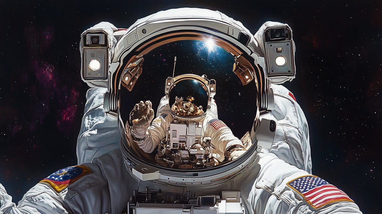 Main product image for Astronaut in Space Reflection Wall Mural