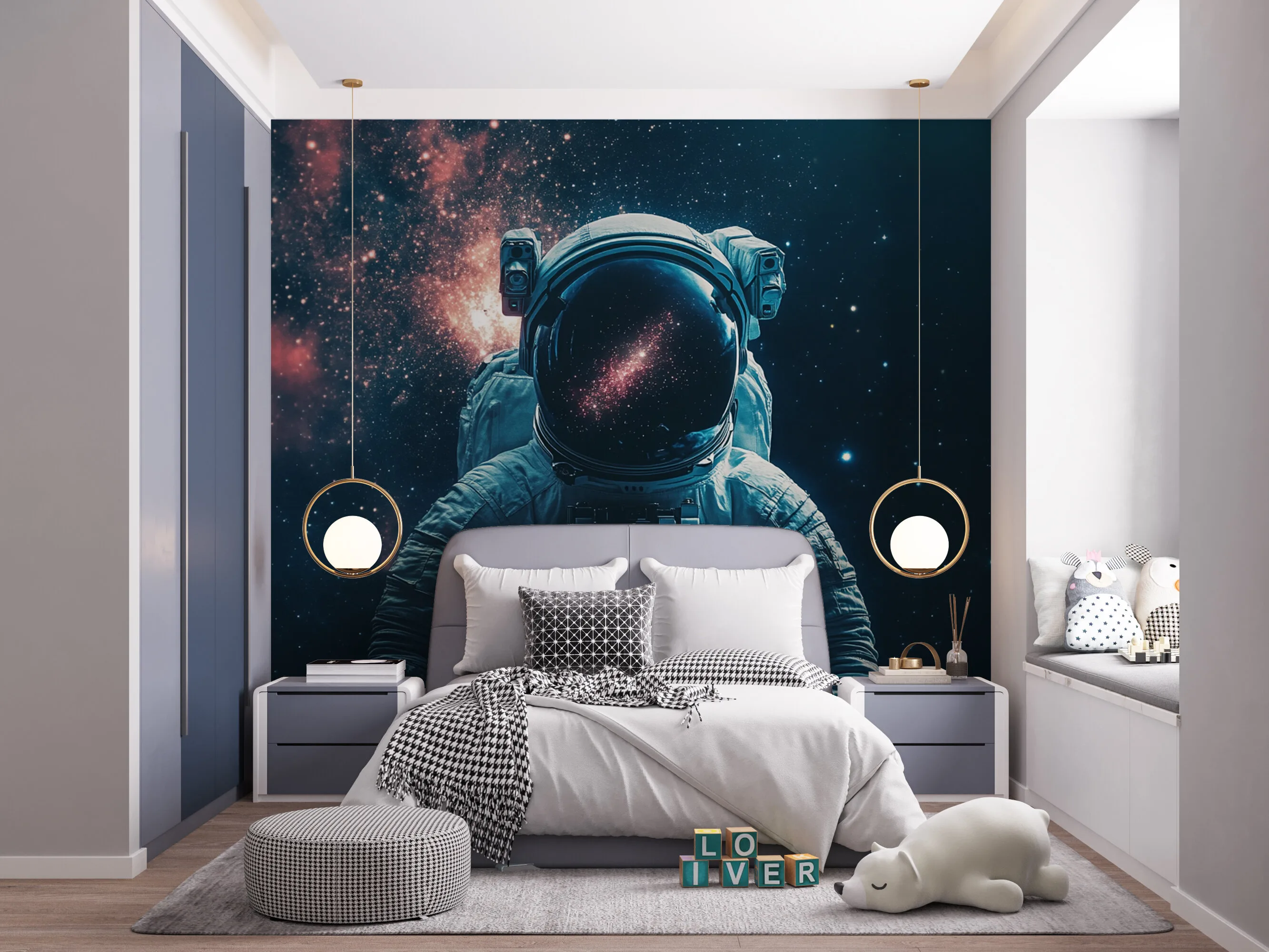 Rendered wallpaper image for Astronaut in Space Wall Mural