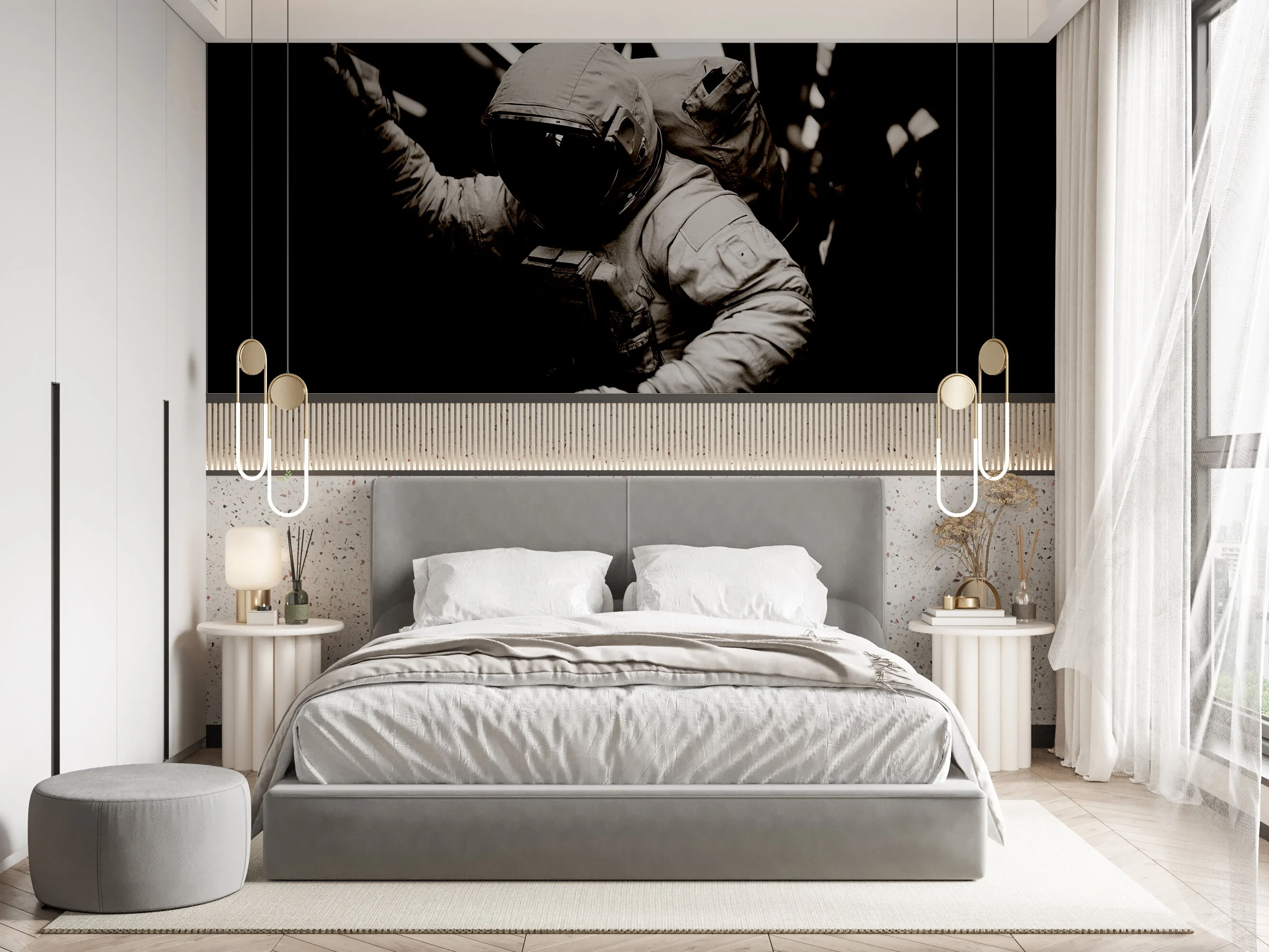 Rendered wallpaper image for Astronaut in the Subway Wall Mural