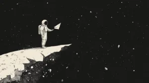 Alternative view of Astronaut with Paper Airplane Wall Mural