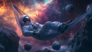 Alternative view of Astronaut in Cosmic Relaxation Wall Mural