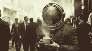 Alternative view of Astronaut in Urban Attire Wall Mural