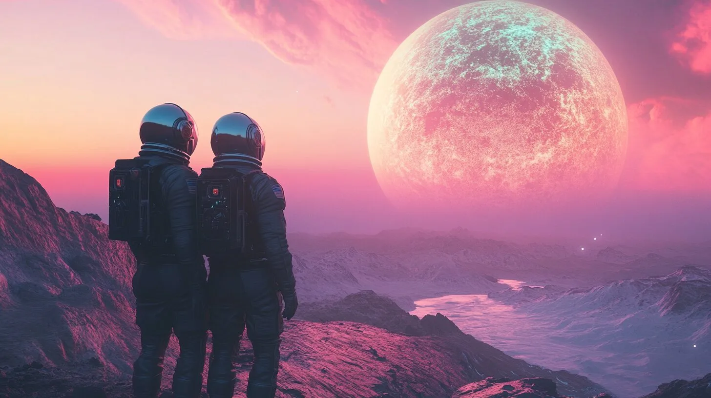 Main product image for Astronauts on an Extraterrestrial Landscape Wall Mural