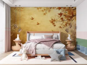 Abstract autumn leaves in shades of gold and yellow||