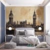 Artistic representation of Big Ben against a stylized background.