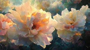 Alternative view of Blooming Peonies in Pastel Serenity Wall Mural