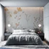 Stylized botanical illustrations in soft beige and cream colors.||