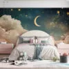 Dreamy celestial scene with a crescent moon