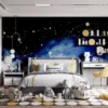 A stunning cosmic scene featuring a starry night sky|planets|and constellations.