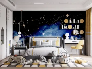 A stunning cosmic scene featuring a starry night sky|planets|and constellations.