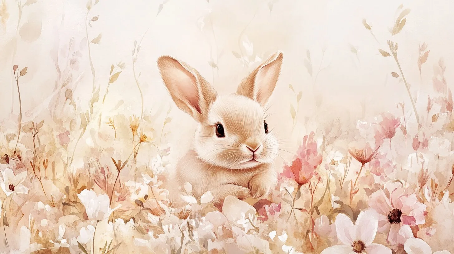 Main product image for Charming Floral Rabbit Wall Mural